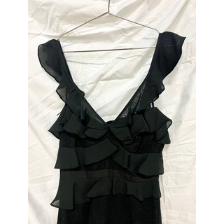 Bardot Babylon Sleeveless Lace Ruffle Trim Mini Dress Black Womens Size US 6 / S