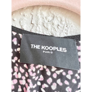 The Kooples Short Sleeve Patterned Wrap Mini Dress Pink Black Women's Size Small