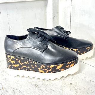 Stella McCartney Elyse Lace-Up Faux-leather Platform Oxfords Black Womens 38/7.5