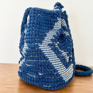 NWT Guadalupe Women's Crochet Tassel Bucket Crossbody Bag Blue