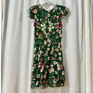 NWT Parker Sloan Silk-Blend Floral Wrap Mini Dress Green Women's Size US 6