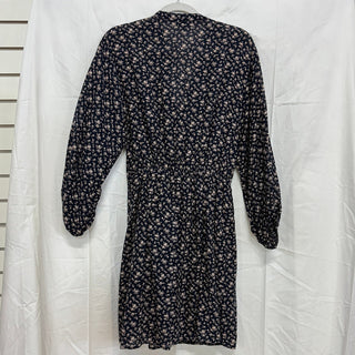 Joie Galani Floral Balloon Sleeve Button Down Mini Shirt Dress Navy Womens Small