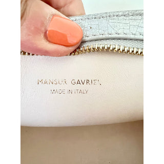 Mansur Gavriel Mini Iridescent Leather Pencil Crossbody Bag Silver