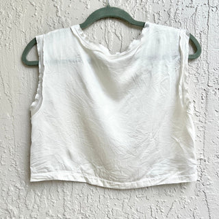 Nonchalant Label Mel Silky Sleeveless Muscle Cropped Top Ivory Women's Size XS