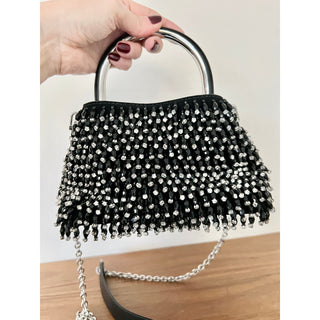 NWOT Michael Kors Rosie Embellished Ring Bucket Shoulder Bag Black Women's XS