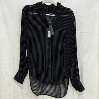 NWT rag & bone Lila Velvet Burnout Striped Relaxed Fit Button Down Shirt Black S