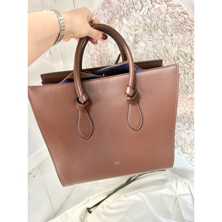 NWT Celine Smooth Calfskin Tie Knot Top Handle Tote Handbag Dark Brown Small