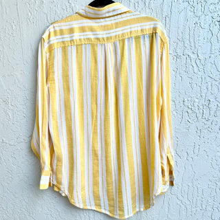 Lemlem By Liya Kebede Long Sleeve Striped Button Down Shirt Yellow Womens Medium