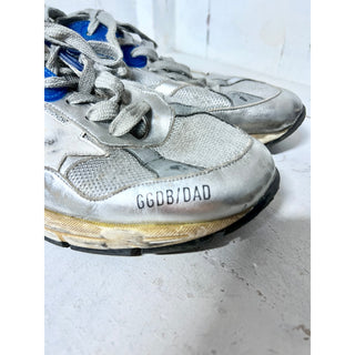 Golden Goose Dad Net Distressed Low Top Running Sneakers Silver Men's Size 12