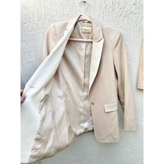 NWT M-KAE Long Sleeve Notch Lapel Blazer & Pleated Shorts Set Beige Women's S/XS