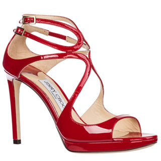 Jimmy Choo Lang Patent Strappy Stilettos Heel Pump Sandals Red Women's 36 US 5.5