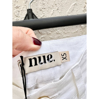 NWT NUE. High Waisted Linen Wide Leg Pants White Women's Size XS