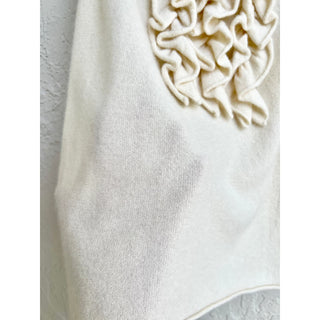 Tory Burch Sleeveless 100% Cashmere Ruffle Tank Top Cream Women's Size XS