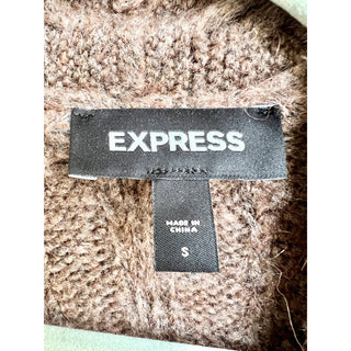 Express Long Sleeve Cable Knit Open Front Cardigan Sweater Brown Women's Small