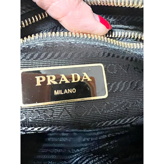 Prada Nylon Tote Bag With Saffiano Leather Hawaiian Appliqué Black (Nero)