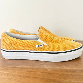 Vans Velvet Corduroy Slip On Casual Shoes Mustard Unisex Size Mens 6 Women's 7.5