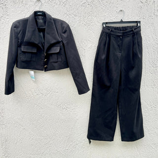 NWT Storets Reagan Cargo Crop Jacket & Wide Leg Trouser Pants Set Black Size S/M