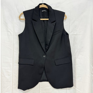 Pretty Garden Sleeveless Peak Lapel Single Button Tuxedo Vest Black Women's M