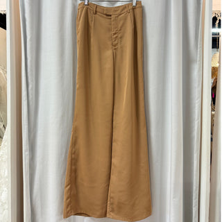 Pretty Lavish Jamie Crop Tie Knot Blouse & Wide Leg Trouser Pants Set Tan US 4