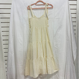 Madewell Eyelet Lucie Smocked Tie-Strap Tiered Midi Dress Cream Women's Size M