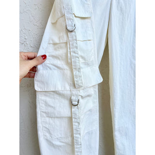 Zara High Rise Parachute Cargo Pants White Women's Size Medium