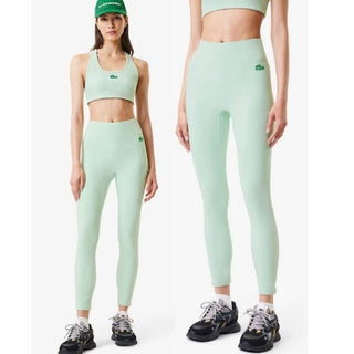 NWT Lacoste x Bandier High Waisted Rib Arielle Leggings Green Women's Medium