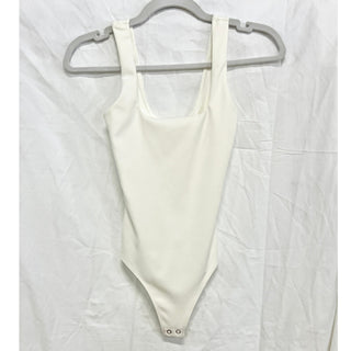 Good American Sleeveless Square Neck One Piece Bodysuit Off White Women's Size 0