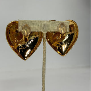 HM Gold Plated Heart Shaped Women's Statement Clip-On Earrings