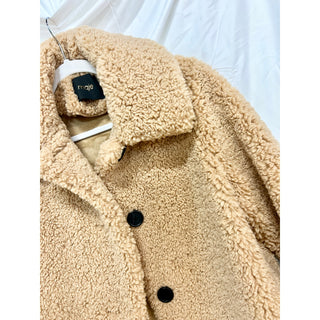 Maje Long Sleeve Button Lined Sherpa Teddy Bear Coat Jacket Camel Women's Medium