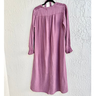 Xirena Long Sleeve Self Tie V-Neck Midi Shift Dress Purple Women's Size Medium