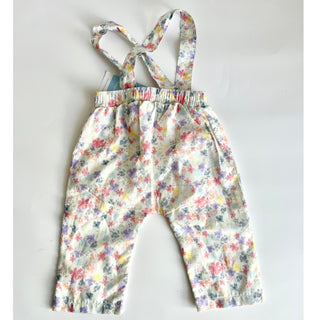 NWT Babycottons Ava Floral Printed Pull On Overall Pants Aqua Green Baby 9 Mos