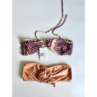 Adriana Degreas Set of 2 Printed Bikini Top Purple & Strapless Bikini Top Orange