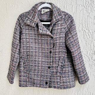 Bimba Y Lola Long Sleeve Tweed Asymmetrical Button Coat Jacket Multi Women's M