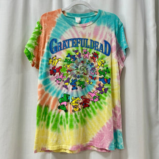 Grateful Dead Spiral Dancing Bears Short Sleeve Tie Dye T-Shirt Multi Womens M