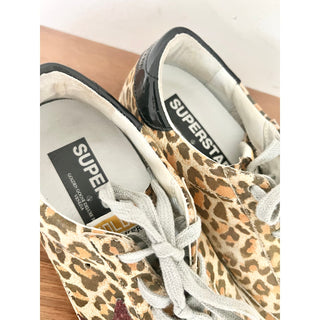 Golden Goose Suede Leopard Print Superstar Sneaker Shoes Beige Women 39 / 9