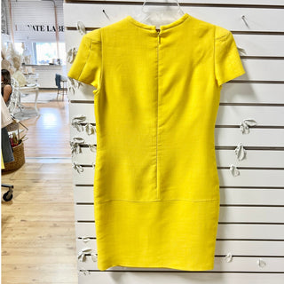 Versace Short Puff-Sleeve Crew Neck Shift Mini Dress Yellow Women's Size S / M