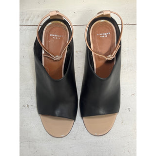 Givenchy Leather Ankle Strap Open Toe Mules Noir/Natural Women's Size 39.5 / 9.5