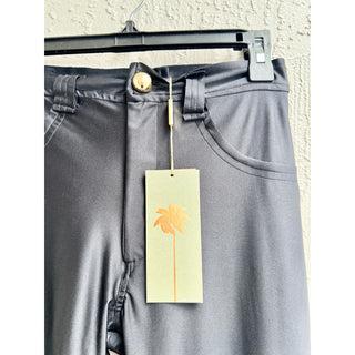 NWT Agua De Coco High-Waisted Body-Fit Buttons Straight Pants Black Women's P/S