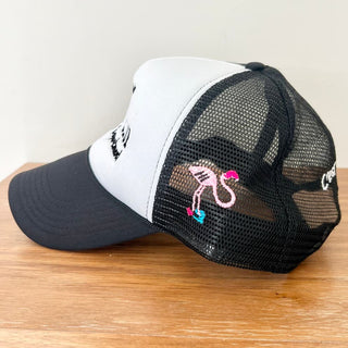 Paris Laundry Flamingo Adjustable Trucker Cap Black/White Unisex One Size