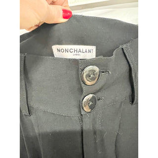 Nonchalant Label Page High Rise Pleated Wide Leg Trouser Pants Black Women's XS