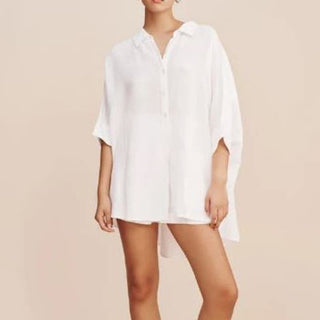 NWT Posse Hi Low Hem Lula Oversized Button Down Shirt white Women's OS / Large