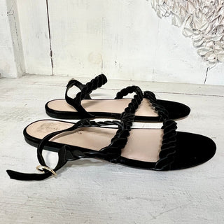 NWOT Stuart Weitzman Twistie Braided Strap Suede Flat Sandals Black Women's 7