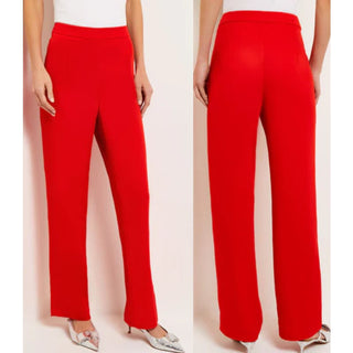 NWT Misook Wrap Crepe de Chine Blazer & Wide Leg Pant Set Sunset Red Women's XS