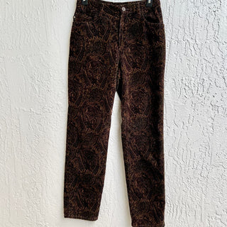 Lauren Ralph Lauren High Rise Paisley Print Straight Leg Pants Brown Women US 4