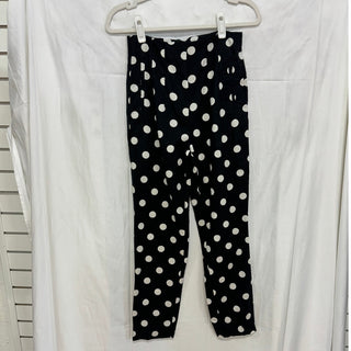 Zara Linen Blend High-Waist Polka Dot Cropped Trousers Black/White Womens Size S