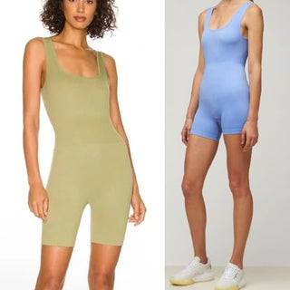 NWT We Wore What Ribbed Knit Bodysuit Sage Green Blue Set Of 2 Women's Small