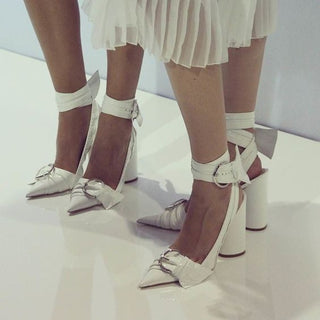Christian Dior Conquest Patent Calfskin Pointed Toe Pumps White Women's 38 / 7.5