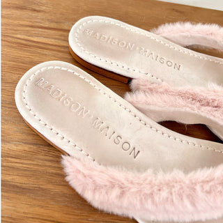 Madison Maison Ivanka Artificial Fur Flip-Flops Pink Women's Size 39 / 8.5