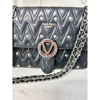 Valentino By Mario Valentino Antoinette Diamond Leather Shoulder Bag Black