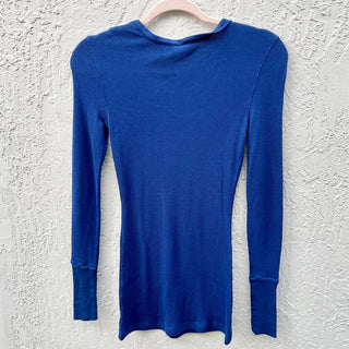 NWT Bobi Long Sleeve Fitted Crew Neck Thermal Knit Tee Marines Women's Size XS